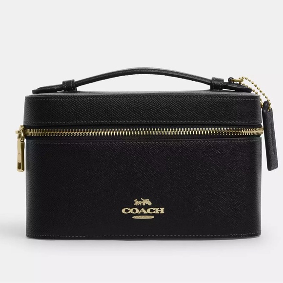 NWT Coach Black Leather Cosmetic Case - Picture 1 of 16